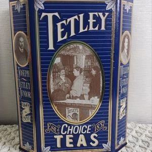 NO LID Tetley Tea Tin Can 1837-1987 7 1/4” Tall Vintage Tin Can Made In England